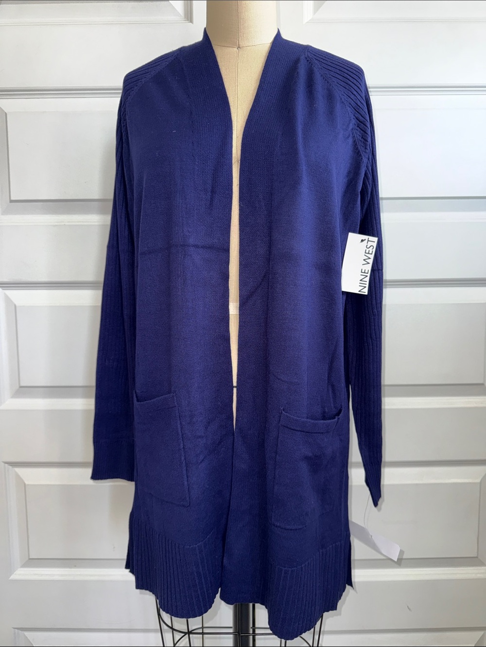 NEW WITH TAGS Nine West Women's Navy Open-Front Long Cardigan